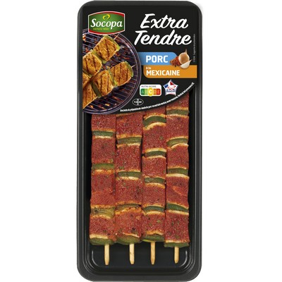 Brochettes porc texmex x4 340g