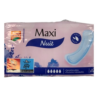 Serviette hyg. maxi nuit x12