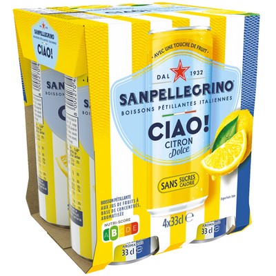 Eau p{tillante ciao citron 4x33cl