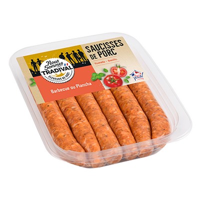 Saucisse de porc tomate basilic x6 330g